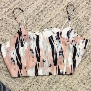 American Threads Pink and Black Abstract Tank Top